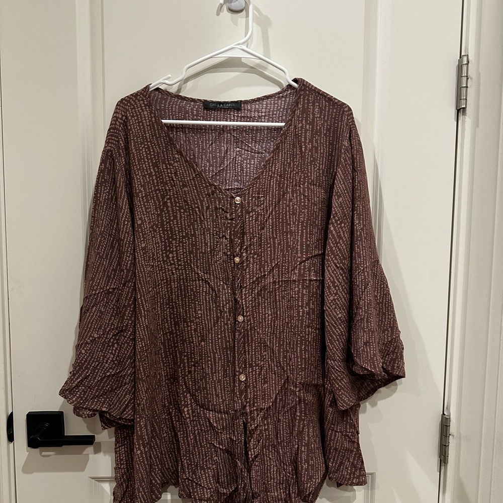 Chris & Carol Button-Up Blouse - Brown